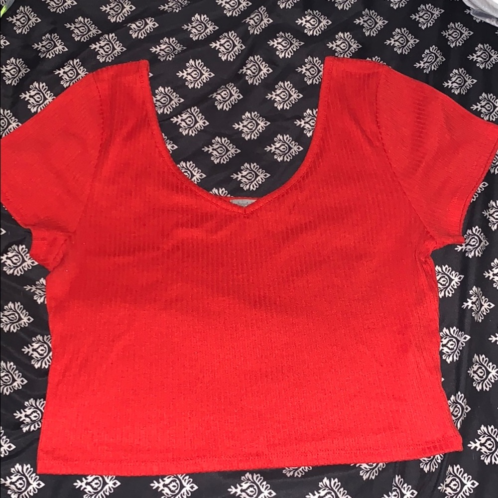 ribbed red crop top tshirt charlotte russe large